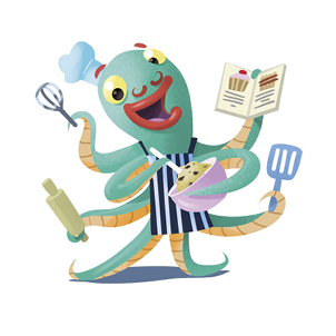 illustration of an octopus chef