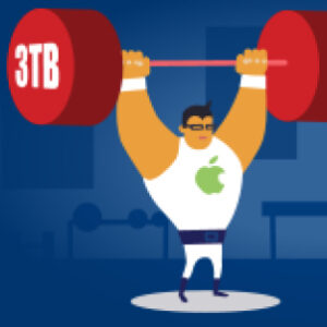 Animation still of a weight lifter lifting as 3TB weight