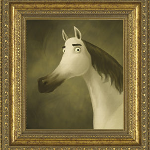 A still from Shakespeare's horse interactive animation.