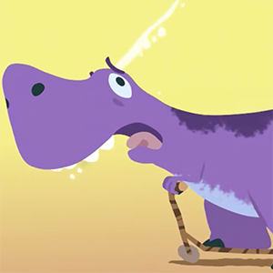 Still from the Dino Scooter animation and webinar