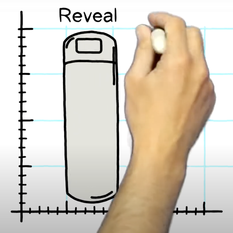 An animation still of a hand drawing a heartrate monitor.